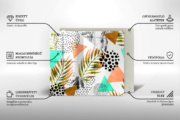 Kalené sklo za sporák Vzor boho listov