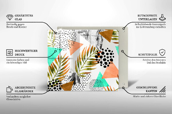 Kalené sklo za sporák Vzor boho listov