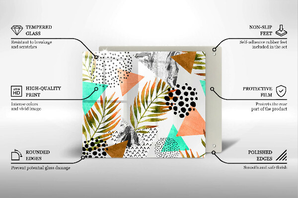 Kalené sklo za sporák Vzor boho listov