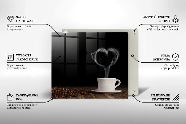 Kryt na indukčnú dosku Srdce šálky kávy