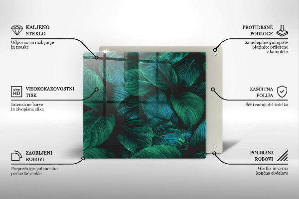 Kalené sklo za sporák Listy džungle