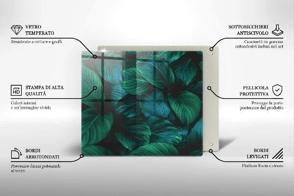Kalené sklo za sporák Listy džungle