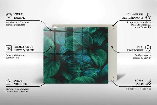 Kalené sklo za sporák Listy džungle