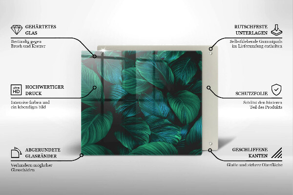 Kalené sklo za sporák Listy džungle