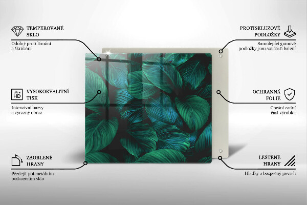 Kalené sklo za sporák Listy džungle