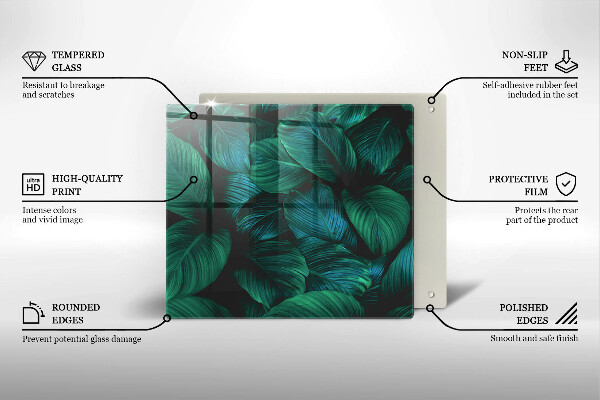 Kalené sklo za sporák Listy džungle