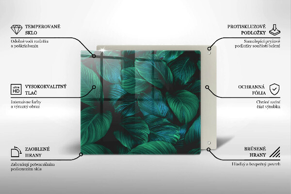 Kalené sklo za sporák Listy džungle