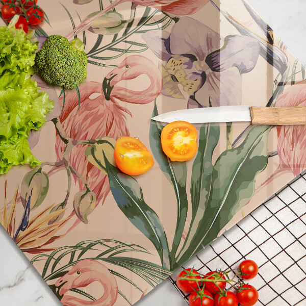 Kalené sklo za sporák Ilustrácie plameniakov