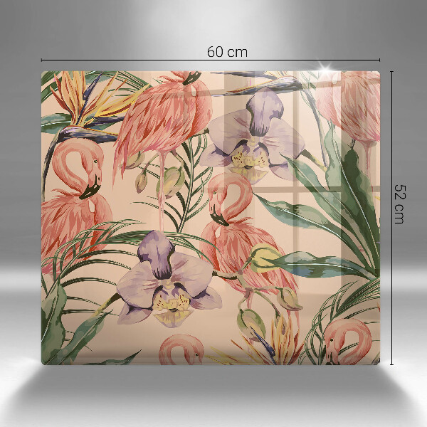 Kalené sklo za sporák Ilustrácie plameniakov