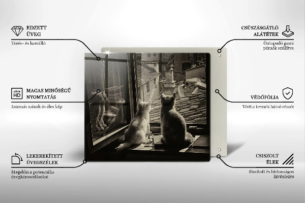 Kryt na indukčnú dosku Mesto mačky a okno