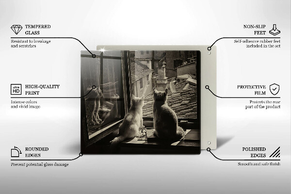 Kryt na indukčnú dosku Mesto mačky a okno