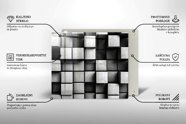 Sklo za varnú dosku Abstraktné 3D štvorce