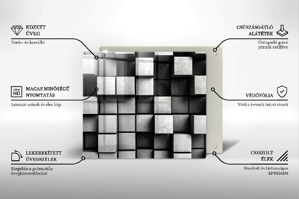 Sklo za varnú dosku Abstraktné 3D štvorce