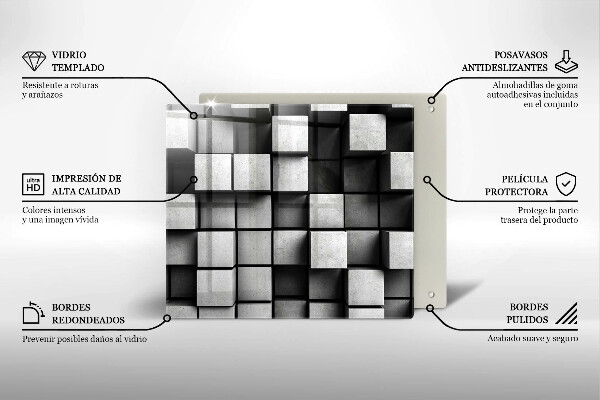 Sklo za varnú dosku Abstraktné 3D štvorce