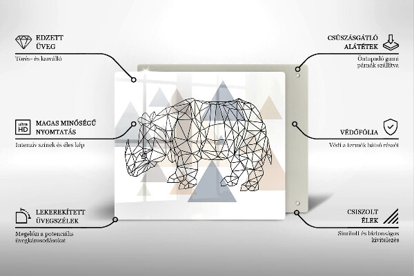 Sklo za varnú dosku Line art nosorožca