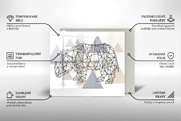 Sklo za varnú dosku Line art nosorožca