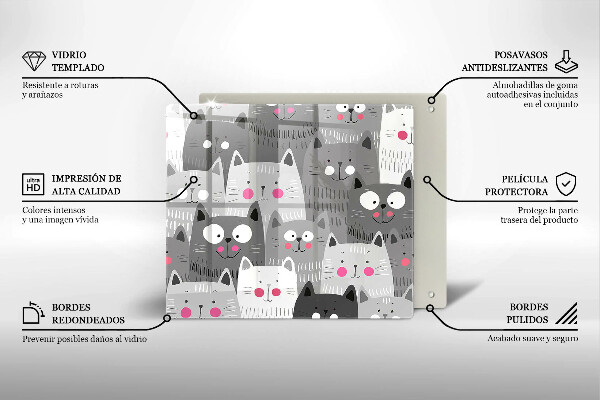 Kalené sklo za sporák Ilustrácie mačky