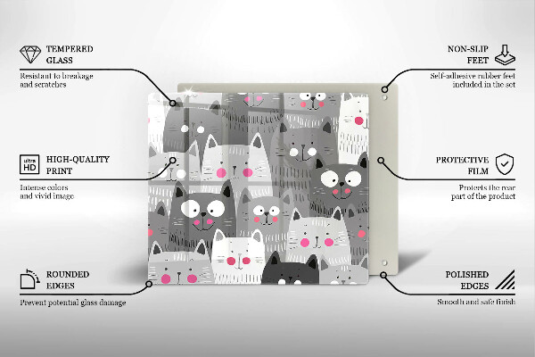 Kalené sklo za sporák Ilustrácie mačky