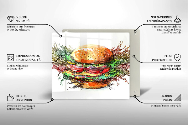 Sklo za varnú dosku Kresba hamburgera