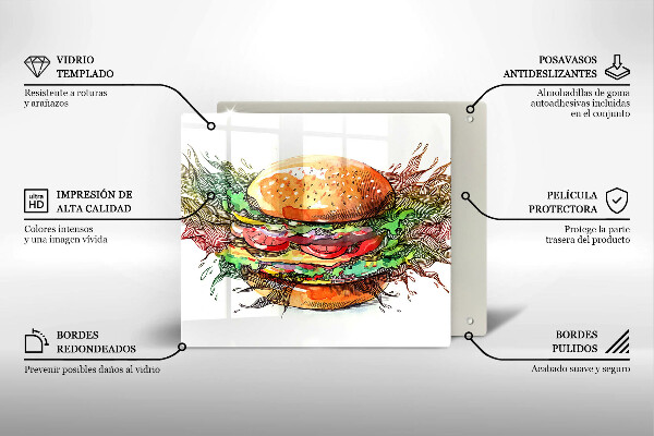Sklo za varnú dosku Kresba hamburgera