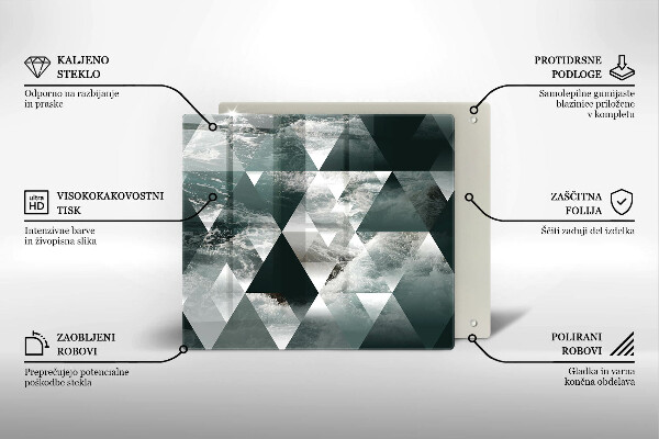 Kalené sklo za sporák Trojuholníky a voda