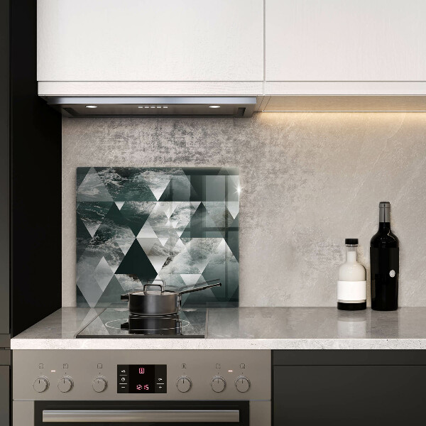 Kalené sklo za sporák Trojuholníky a voda