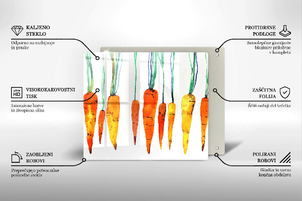 Kalené sklo za sporák Mrkva ilustrácie