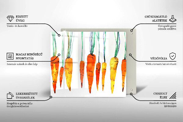 Kalené sklo za sporák Mrkva ilustrácie