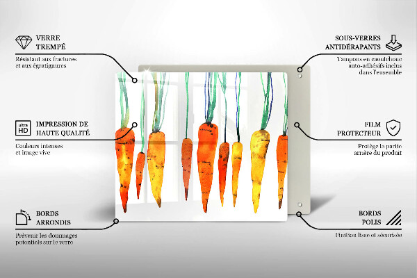 Kalené sklo za sporák Mrkva ilustrácie