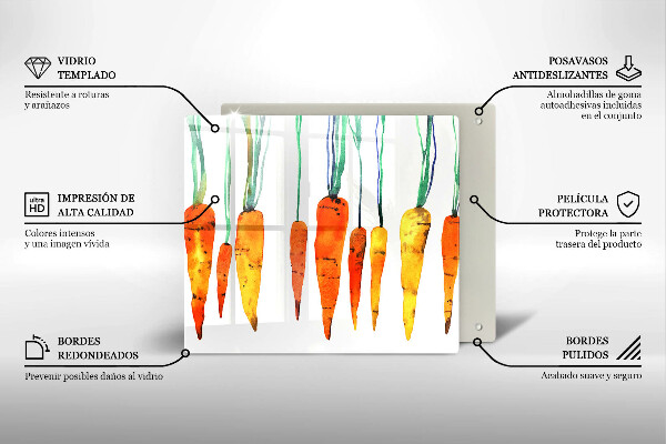 Kalené sklo za sporák Mrkva ilustrácie