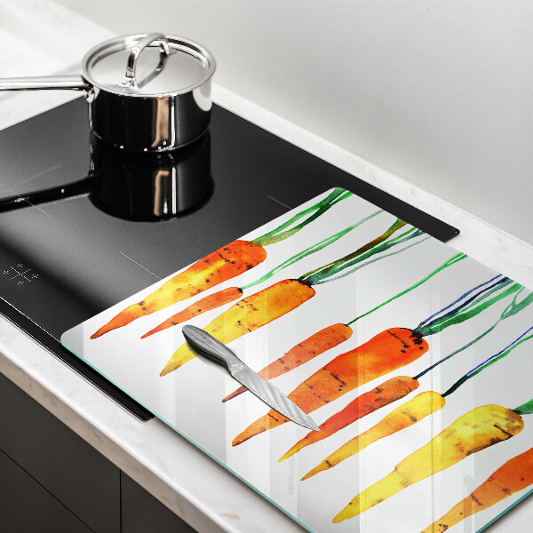 Kalené sklo za sporák Mrkva ilustrácie