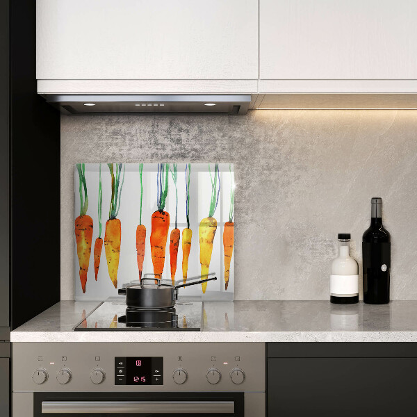 Kalené sklo za sporák Mrkva ilustrácie