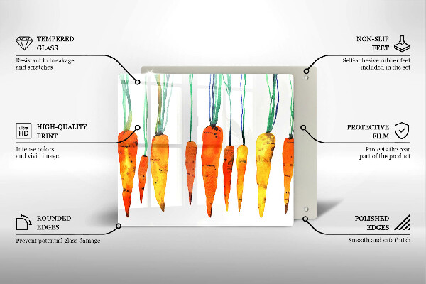 Kalené sklo za sporák Mrkva ilustrácie