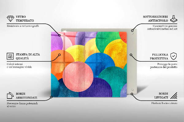 Kalené sklo za sporák Farebné kruhy