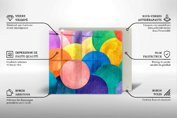 Kalené sklo za sporák Farebné kruhy