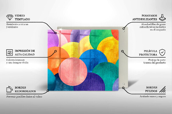 Kalené sklo za sporák Farebné kruhy