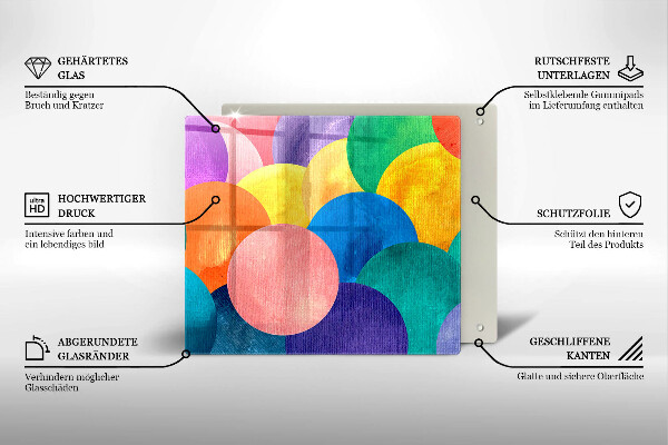 Kalené sklo za sporák Farebné kruhy