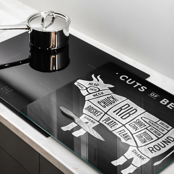 Kalené sklo za sporák Kravské mäso hovädzie mäso