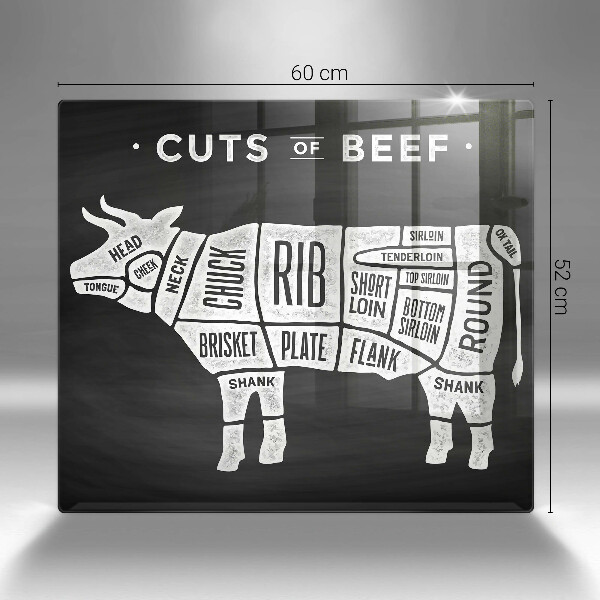 Kalené sklo za sporák Kravské mäso hovädzie mäso