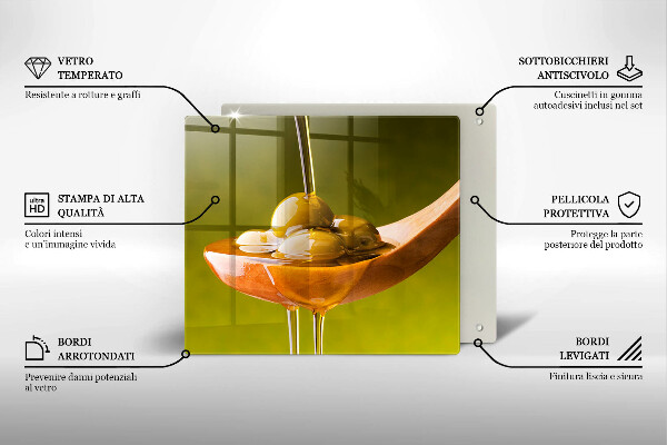 Sklo za varnú dosku Olivový olej a olivy