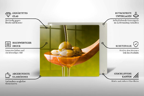 Sklo za varnú dosku Olivový olej a olivy