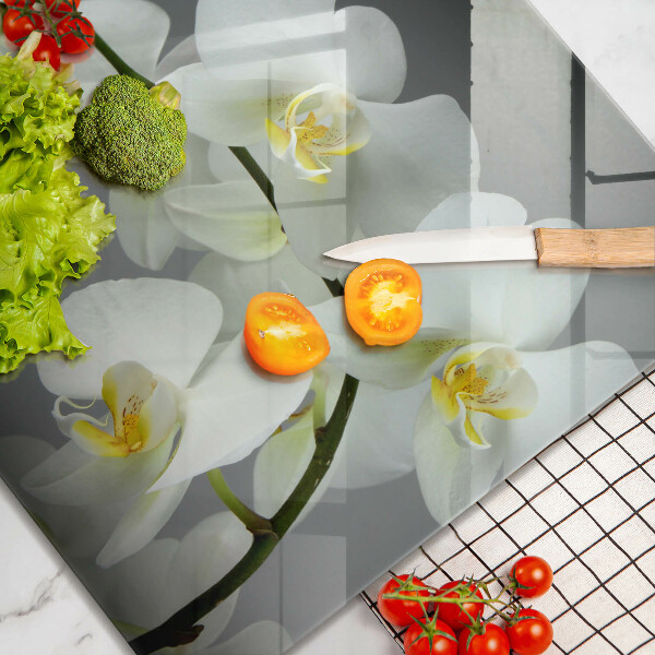 Sklo za varnú dosku Biele kvety orchideí