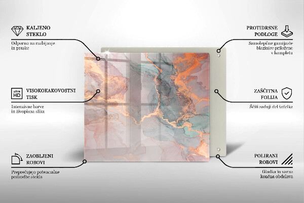 Kalené sklo za sporák Mramor so zlatom