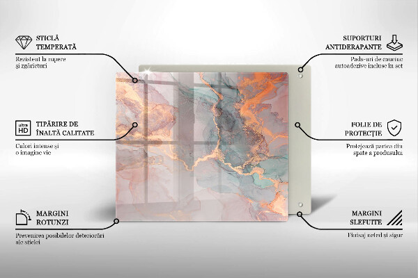 Kalené sklo za sporák Mramor so zlatom