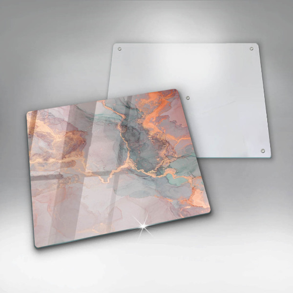 Kalené sklo za sporák Mramor so zlatom