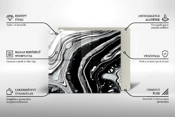 Kalené sklo za sporák Atramentová abstrakcia