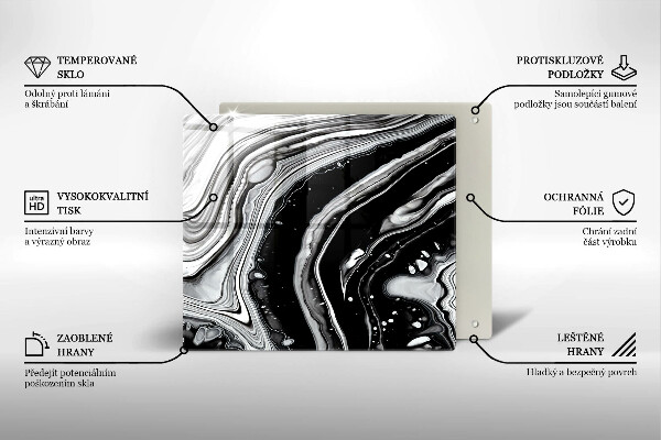 Kalené sklo za sporák Atramentová abstrakcia