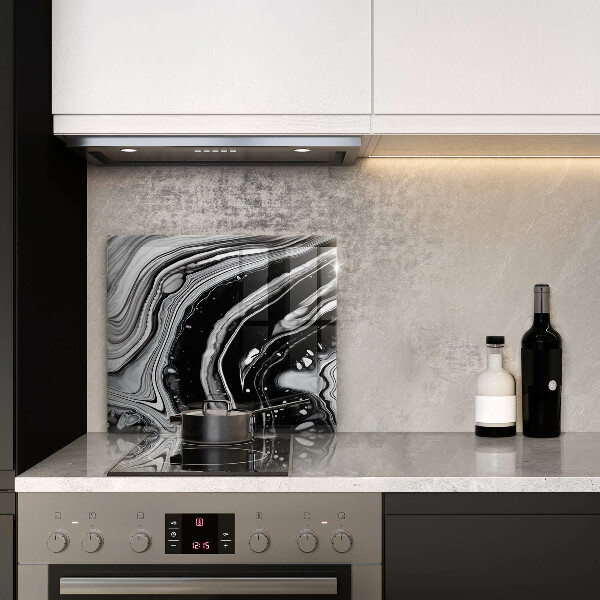 Kalené sklo za sporák Atramentová abstrakcia