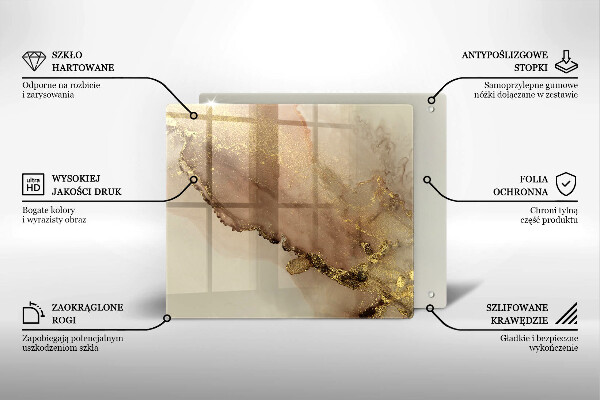 Kalené sklo za sporák Zlatá abstrakcia