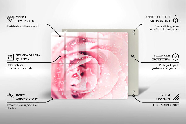 Kalené sklo za sporák Kvapky rosy a kvet ruže